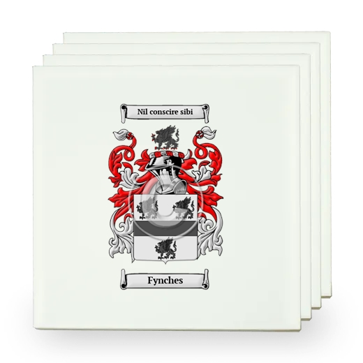 Fynches Set of Four Small Tiles with Coat of Arms