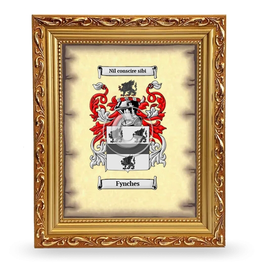 Fynches Coat of Arms Framed - Gold