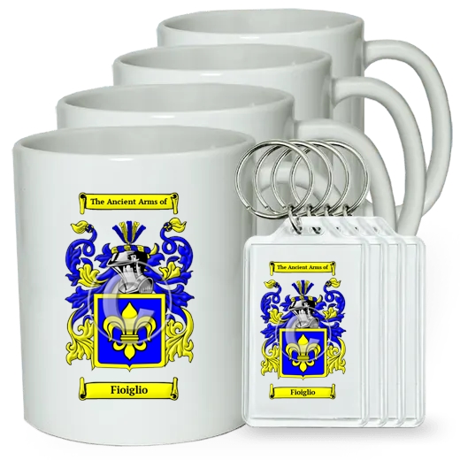 Fioiglio Set of 4 Coffee Mugs and Keychains