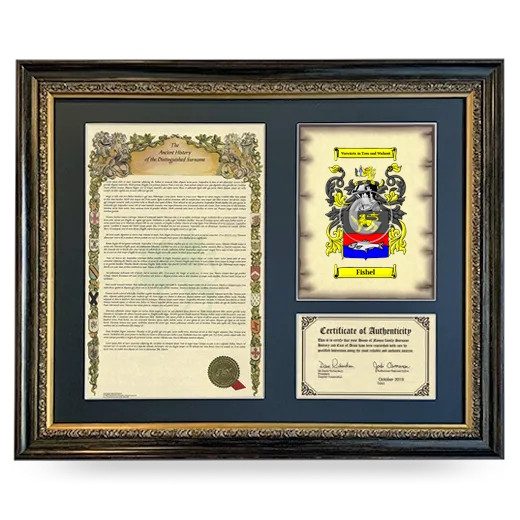 Fishel Framed Surname History and Coat of Arms- Heirloom