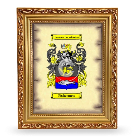 Fishermen Coat of Arms Framed - Gold