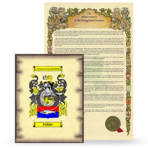 Fishier Coat of Arms and Surname History Package