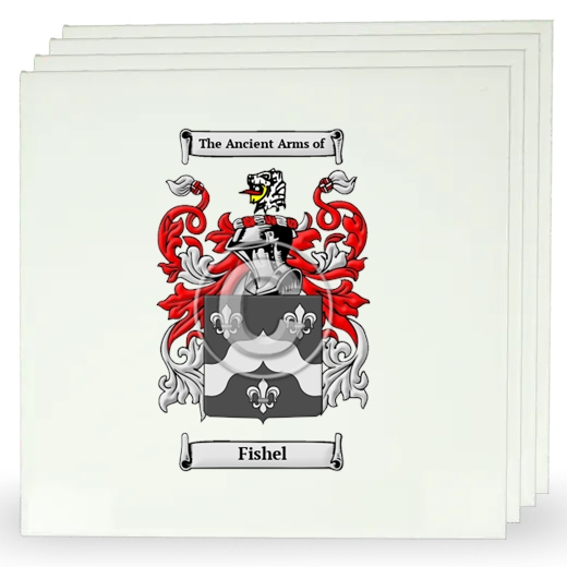 Fishel Set of Four Large Tiles with Coat of Arms