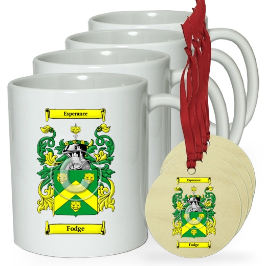 Fodge Set of 4 Classic Mugs and Ornaments