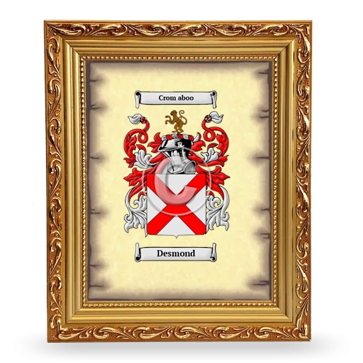 Desmond Coat of Arms Framed - Gold