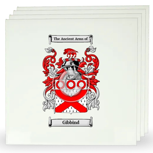 Gibbind Set of Four Large Tiles with Coat of Arms