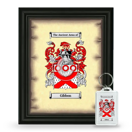 Gibbon Framed Coat of Arms and Keychain - Black