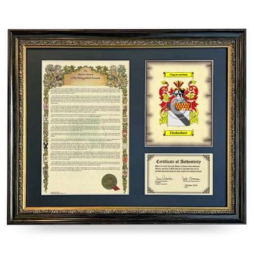 Fitzherbert Framed Surname History and Coat of Arms- Heirloom