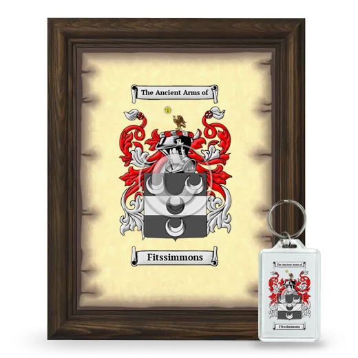 Fitssimmons Framed Coat of Arms and Keychain - Brown