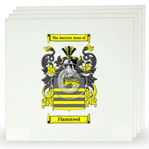 Flamsteed Set of Four Large Tiles with Coat of Arms