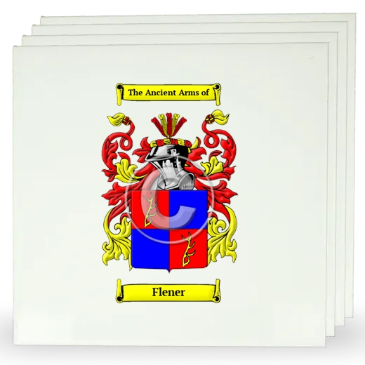 Flener Set of Four Large Tiles with Coat of Arms