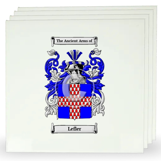 Lefler Set of Four Large Tiles with Coat of Arms