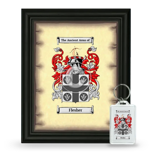 Flesher Framed Coat of Arms and Keychain - Black