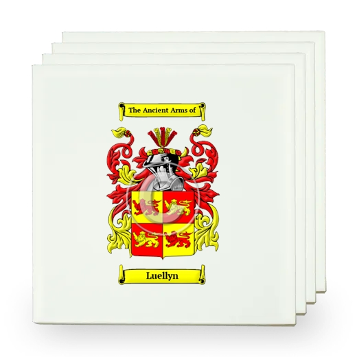 Luellyn Set of Four Small Tiles with Coat of Arms