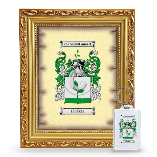 Flucker Framed Coat of Arms and Keychain - Gold
