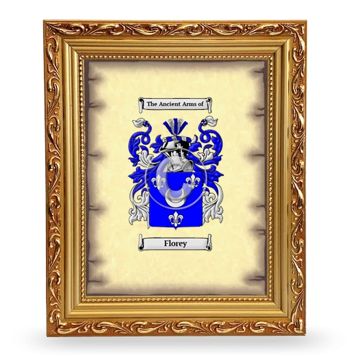 Florey Coat of Arms Framed - Gold