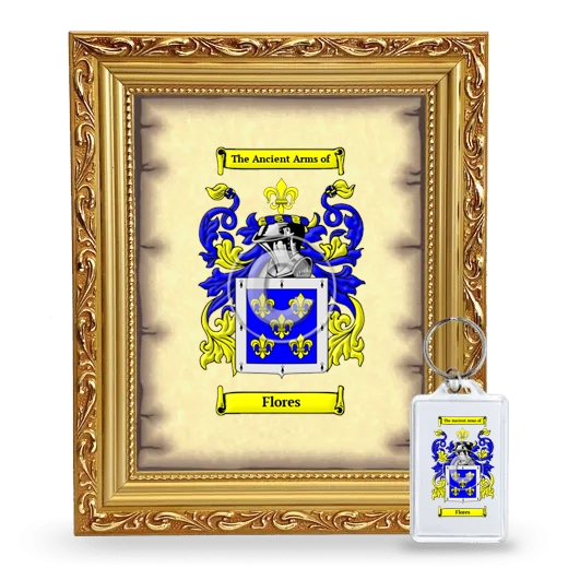 Flores Framed Coat of Arms and Keychain - Gold