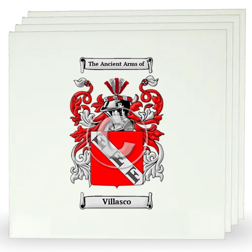 Villasco Set of Four Large Tiles with Coat of Arms