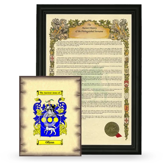 Oflynn Framed History and Coat of Arms Print - Black