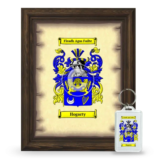Hogarty Framed Coat of Arms and Keychain - Brown