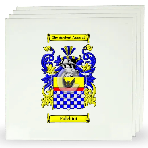 Folchini Set of Four Large Tiles with Coat of Arms