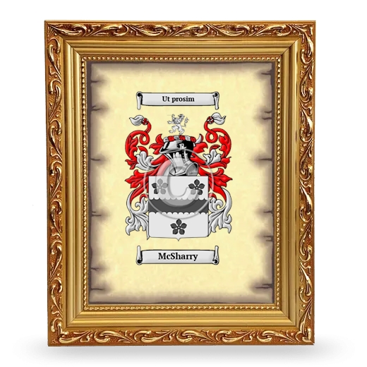 McSharry Coat of Arms Framed - Gold