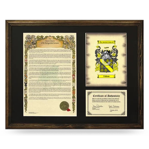 Folson Framed Surname History and Coat of Arms - Brown