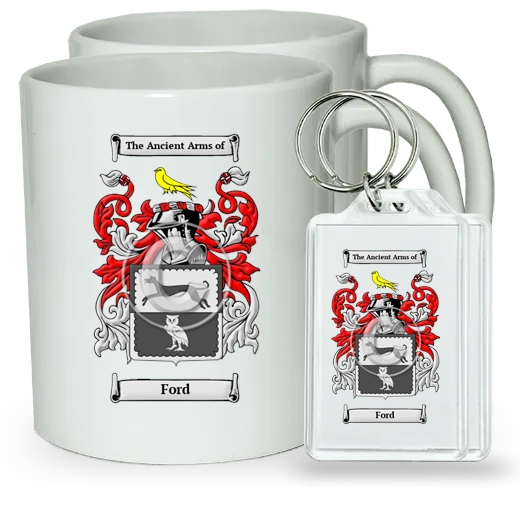 Ford Pair of Coffee Mugs and Pair of Keychains