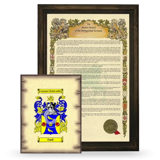 Ford Framed History and Coat of Arms Print - Brown