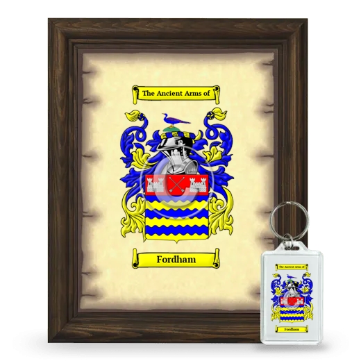 Fordham Framed Coat of Arms and Keychain - Brown