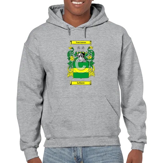 Leforer Grey Unisex Coat of Arms Hooded Sweatshirt