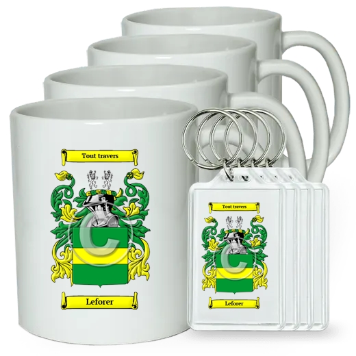 Leforer Set of 4 Coffee Mugs and Keychains