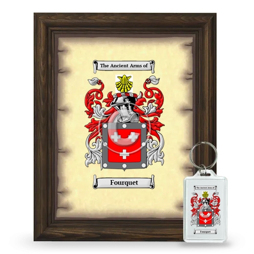 Fourquet Framed Coat of Arms and Keychain - Brown