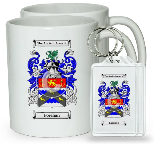 Forehan Pair of Coffee Mugs and Pair of Keychains