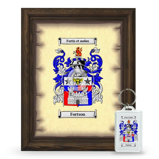 Fortson Framed Coat of Arms and Keychain - Brown