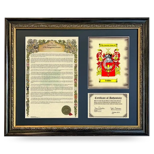 Foldes Framed Surname History and Coat of Arms- Heirloom