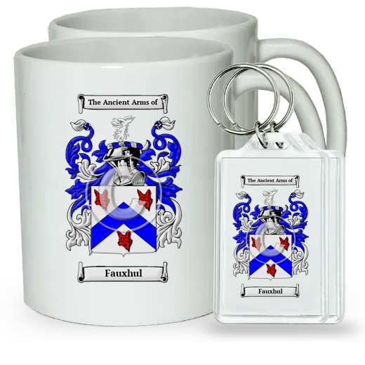 Fauxhul Pair of Coffee Mugs and Pair of Keychains