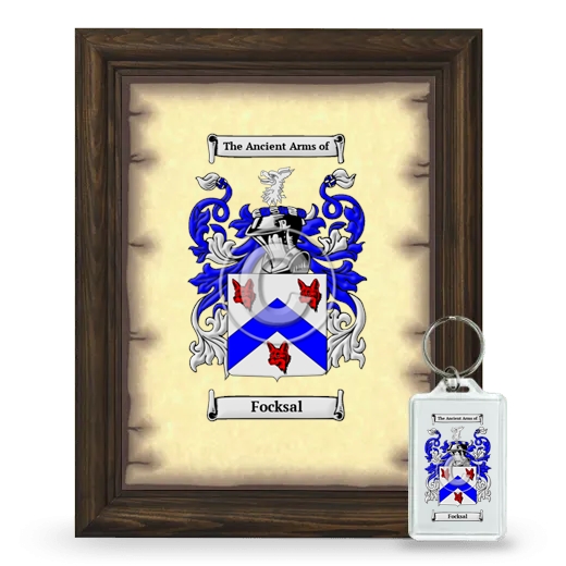 Focksal Framed Coat of Arms and Keychain - Brown