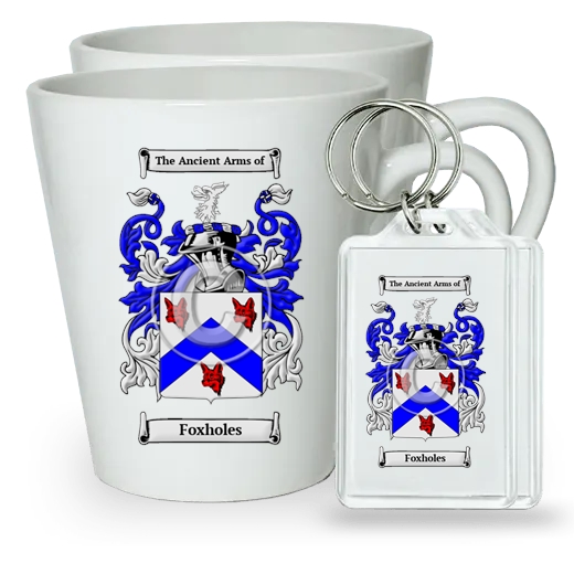 Foxholes Pair of Latte Mugs and Pair of Keychains