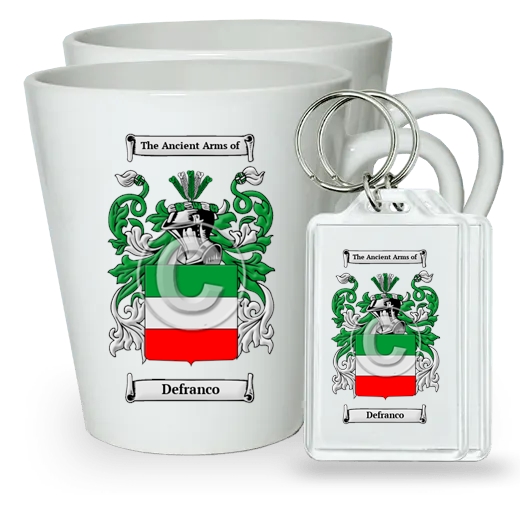 Defranco Pair of Latte Mugs and Pair of Keychains