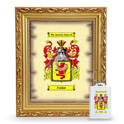 Fraine Framed Coat of Arms and Keychain - Gold