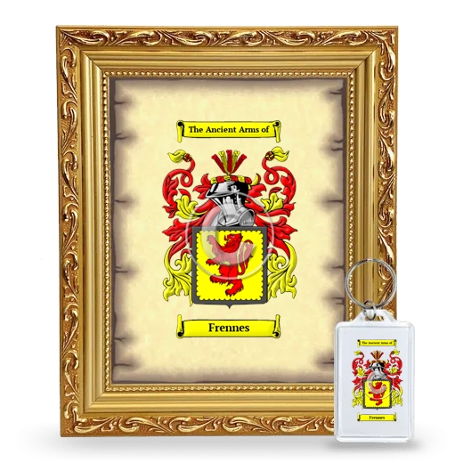 Frennes Framed Coat of Arms and Keychain - Gold