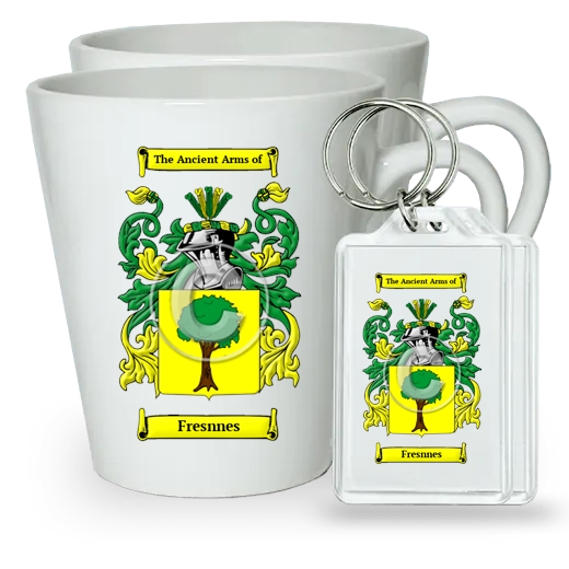 Fresnnes Pair of Latte Mugs and Pair of Keychains