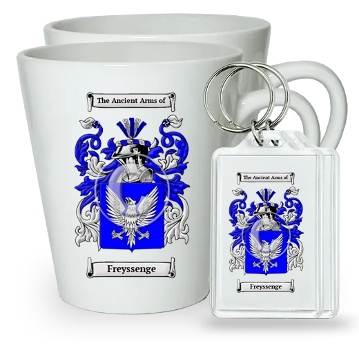Freyssenge Pair of Latte Mugs and Pair of Keychains