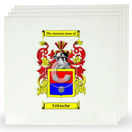 Fritzsche Set of Four Large Tiles with Coat of Arms