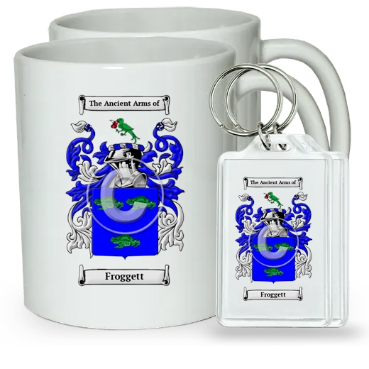 Froggett Pair of Coffee Mugs and Pair of Keychains