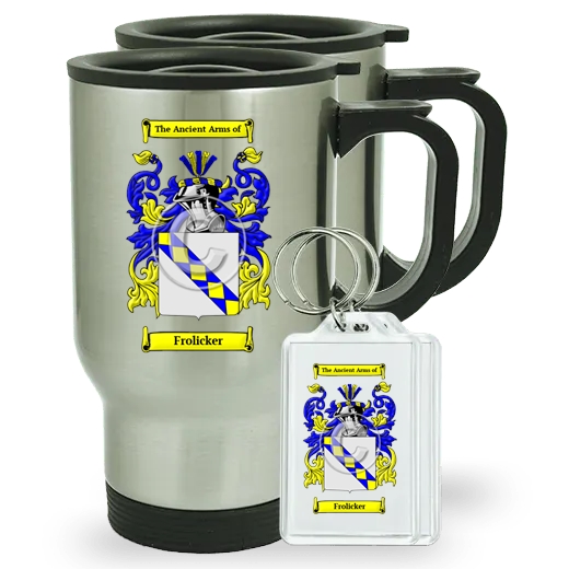 Frolicker Pair of Travel Mugs and pair of Keychains