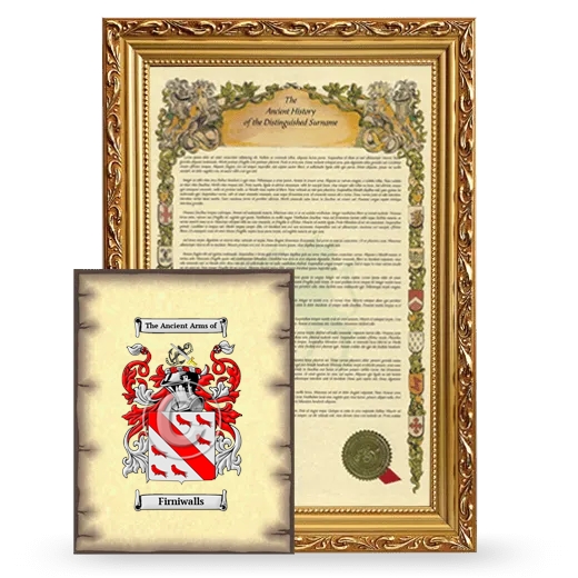 Firniwalls Framed History and Coat of Arms Print - Gold