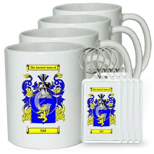 Gal Set of 4 Coffee Mugs and Keychains