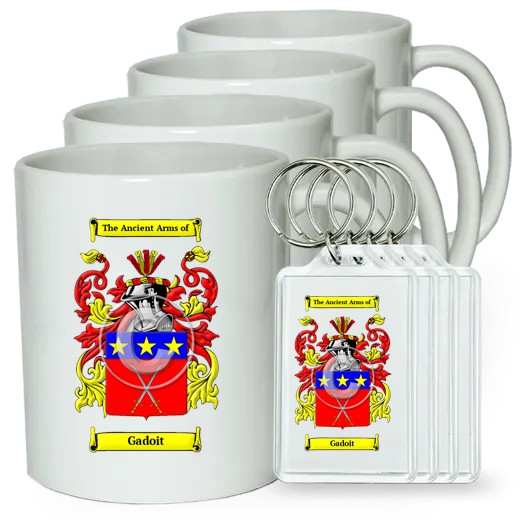 Gadoit Set of 4 Coffee Mugs and Keychains